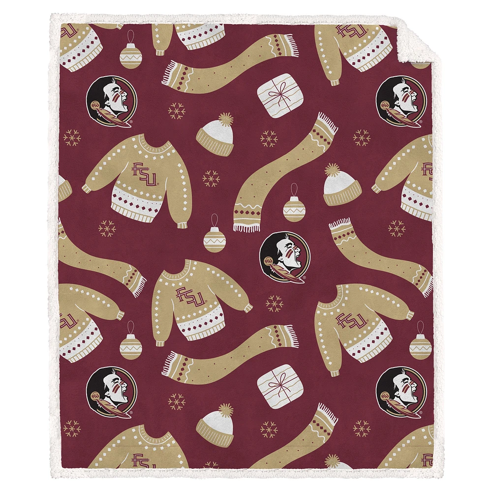 Pegasus Florida State Seminoles 60" x 70" Couverture polaire Sherpa en flanelle pour pull laid