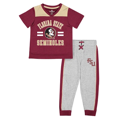 Ensemble maillot et pantalon Colosseum Garnet/Heather Grey Florida State Seminoles Ka-Boot-It pour tout-petit