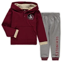 Ensemble sweat à capuche et pantalon de survêtement Colosseum Garnet/Heathered Grey Florida State Seminoles Poppies pour tout-petits