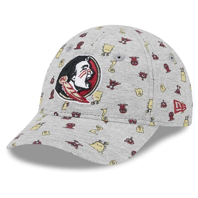 Toddler New Era Heather Gray Florida State Seminoles Allover Print Critter 9FORTY Flex Hat