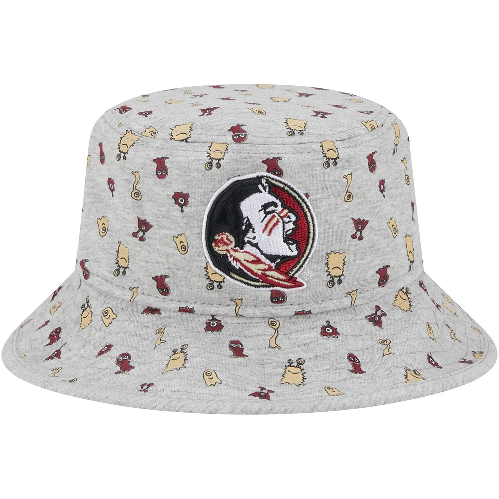 Chapeau bob New Era Florida State Seminoles Critter gris chiné pour tout-petit