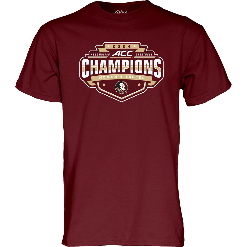 Unisex Blue 84 Garnet Florida State Seminoles 2024 ACC Women's Soccer Tournament Champions T-Shirt