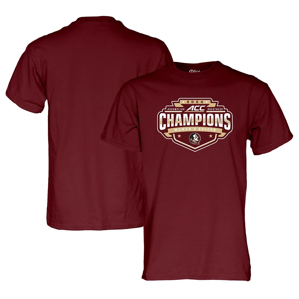 T-shirt unisexe bleu 84 grenat Florida State Seminoles Champions du tournoi de soccer féminin ACC 2024