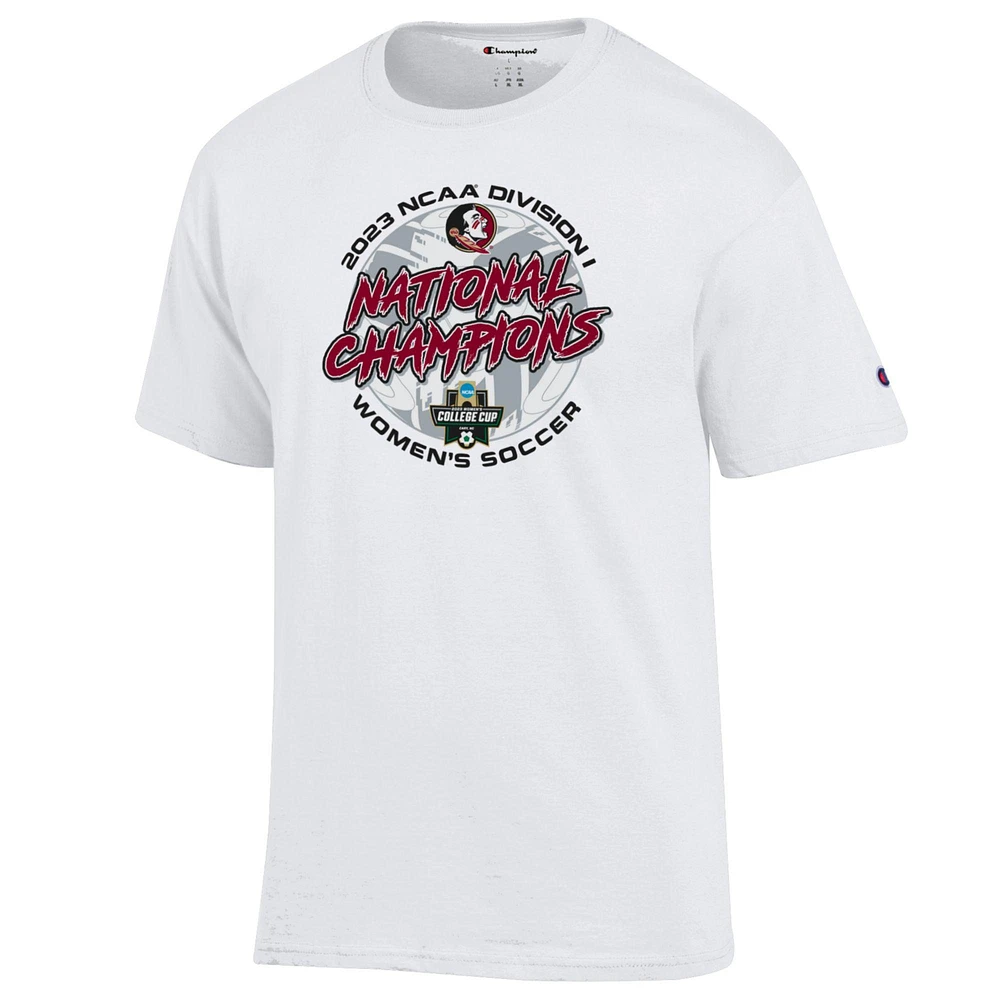 Champion unisexe blanc Florida State Seminoles 2023 NCAA Women's Soccer National Champions Locker Room T-Shirt