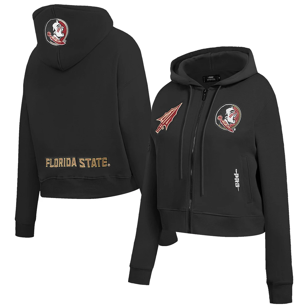 Women's Pro Standard Black Florida State Seminoles Game Day Sequin Full-Zip Hooded Jacket