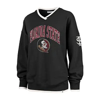 Women's '47 Black Florida State Seminoles Clubhouse Daze Eighty V-Neck Pullover Sweatshirt