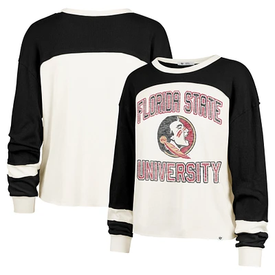 T-shirt à manches longues raglan double en-tête Florida State Seminoles '47 Cream pour femme