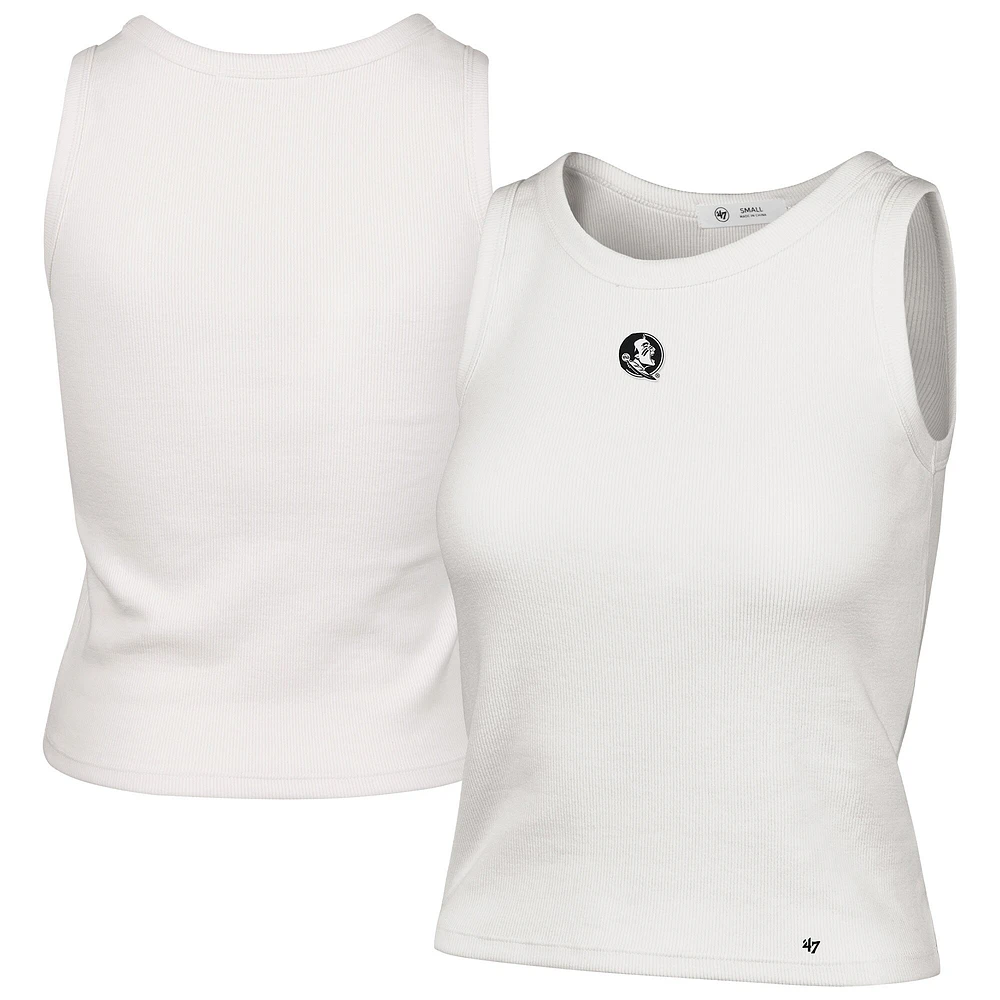 Débardeur court côtelé à micro logo Florida State Seminoles '47 Cream pour femme