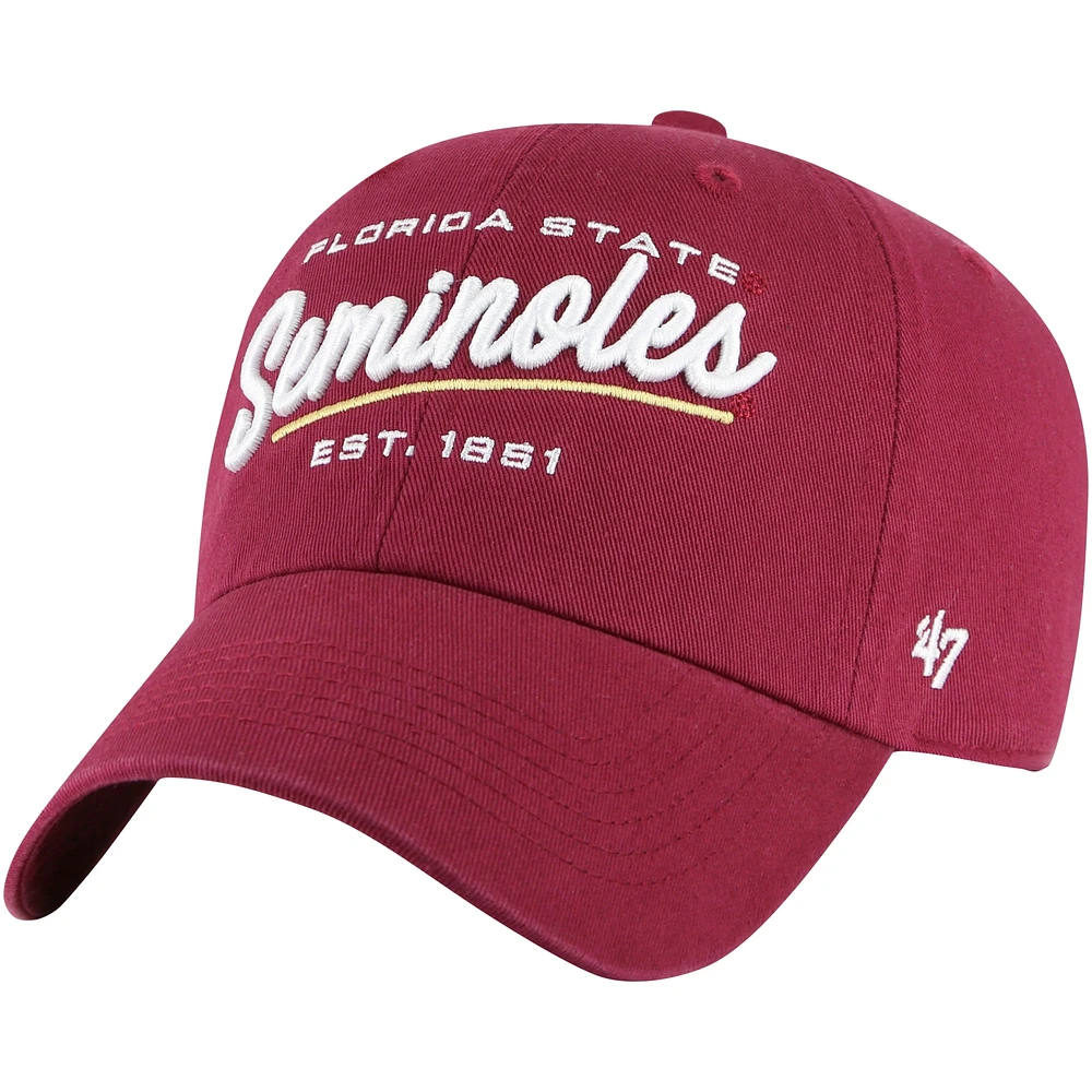 Casquette réglable '47 Garnet Florida State Seminoles Sidney Clean Up pour femmes