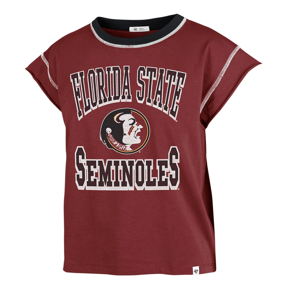 T-shirt '47 Garnet Florida State Seminoles Sound Up Maya Cutoff pour femmes