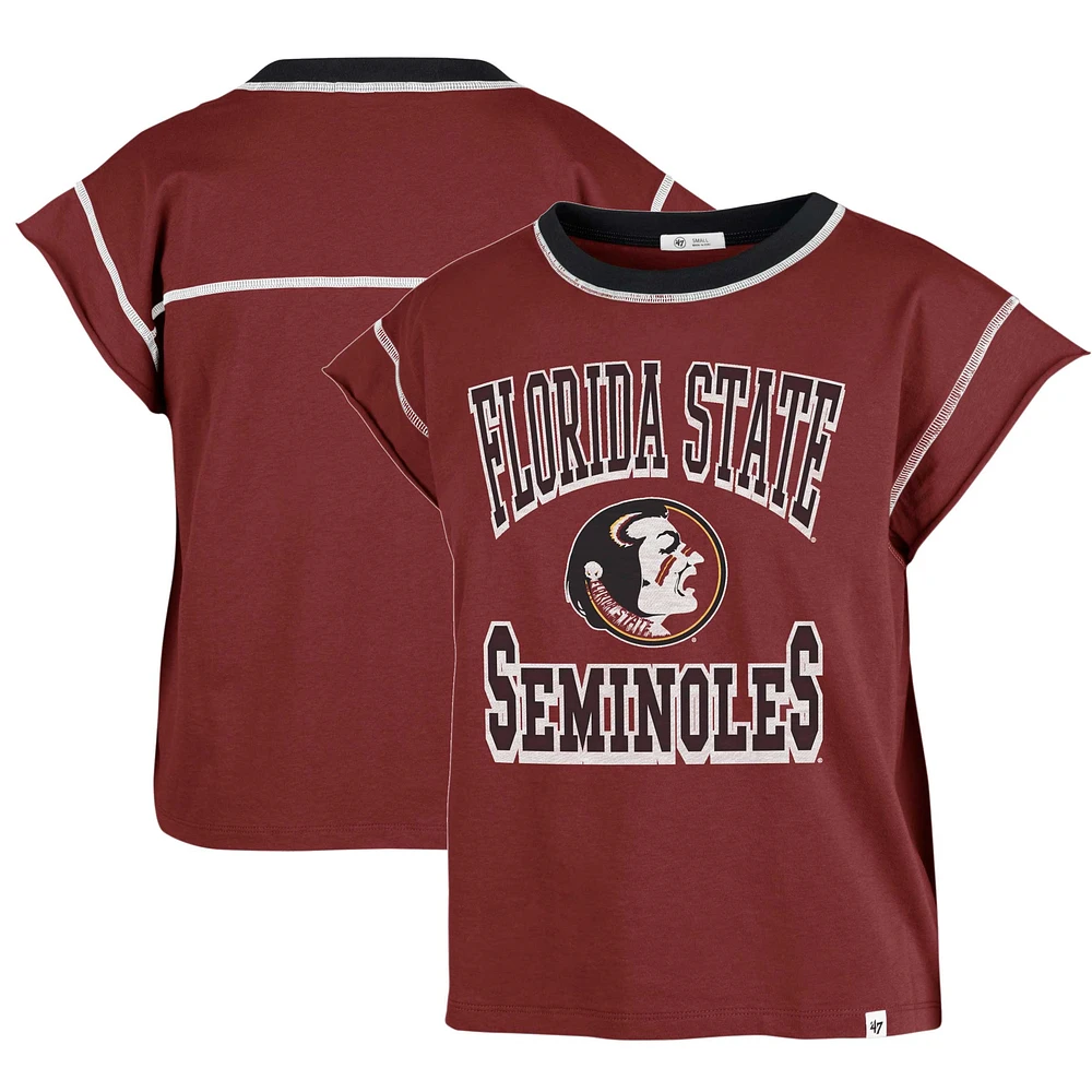 T-shirt '47 Garnet Florida State Seminoles Sound Up Maya Cutoff pour femmes