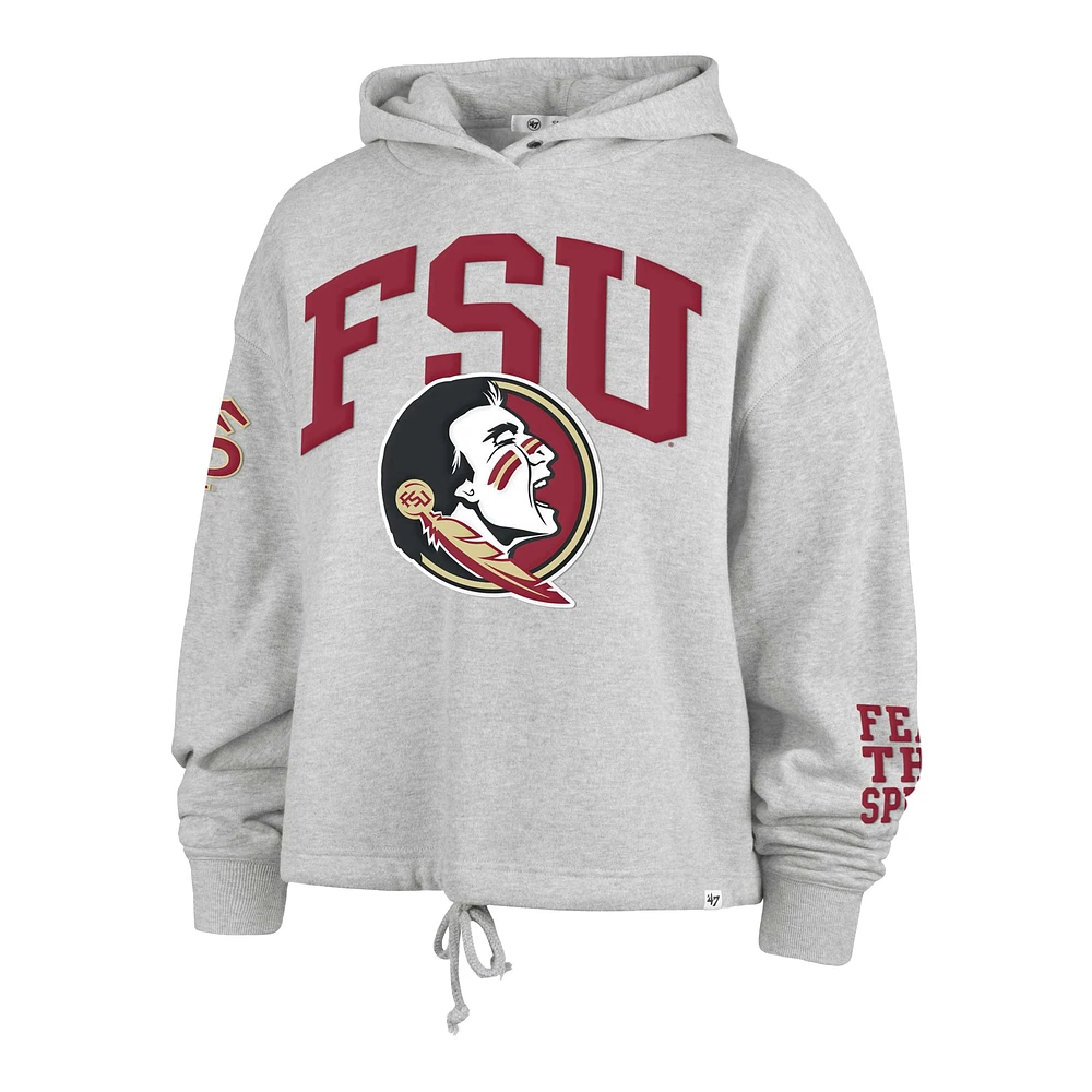 Women's '47 Heather Gray Florida State Seminoles High Hopes Long Sleeve Cropped Hoodie