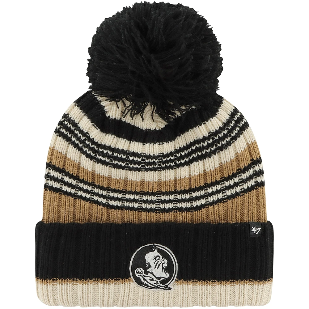 Women's '47 Khaki Florida State Seminoles Barista Cuffed Knit Hat with Pom