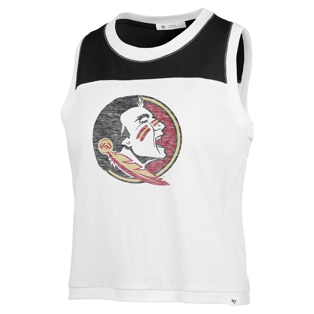 Women's '47 White Florida State Seminoles Premier Zoey Waist Length Tank Top