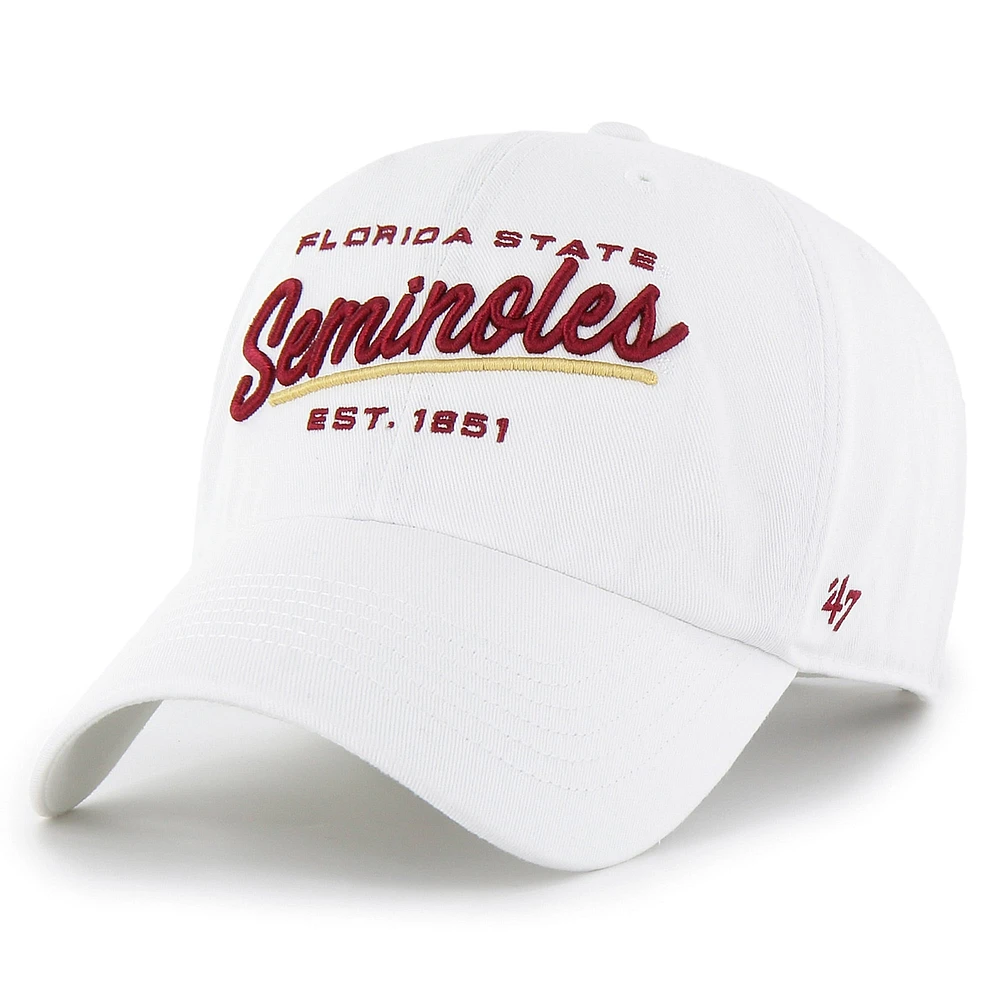 Casquette ajustable Sidney Clean Up '47 Florida State Seminoles pour femmes, blanche