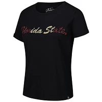 Women's Black Florida State Seminoles Hand Sewn Beaded Script T-Shirt