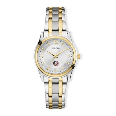 Florida State Seminoles Bulova Women's Classic Two-Tone Round Watch - Silver/Gold