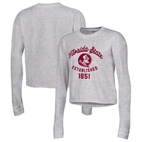 Women's Champion Gray Florida State Seminoles Boyfriend Cropped Long Sleeve T-Shirt