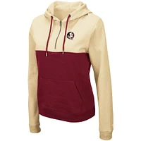 Sweat à capuche léger demi-zip Colosseum crème/grenat pour femmes Florida State Seminoles Aidan