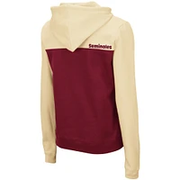 Sweat à capuche léger demi-zip Colosseum crème/grenat pour femmes Florida State Seminoles Aidan