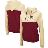 Sweat à capuche léger demi-zip Colosseum crème/grenat pour femmes Florida State Seminoles Aidan