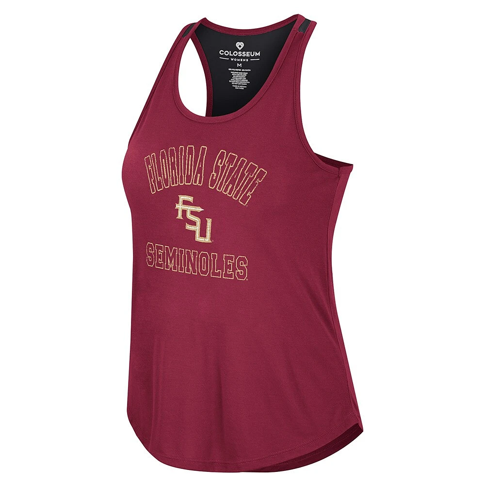 Colosseum Garnet Florida State Seminoles 10 Days Racerback Neck Tank Top pour femmes