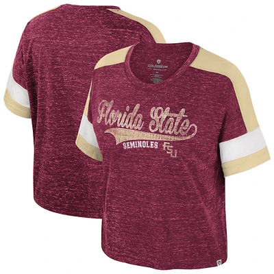 Women's Colosseum Garnet Florida State Seminoles Color Block Scoop Neck T-Shirt