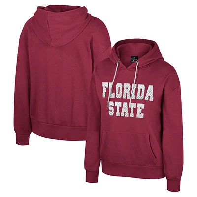 Sweat à capuche cordon de serrage avec strass réfléchissant Colosseum Garnet Florida State Seminoles pour femme