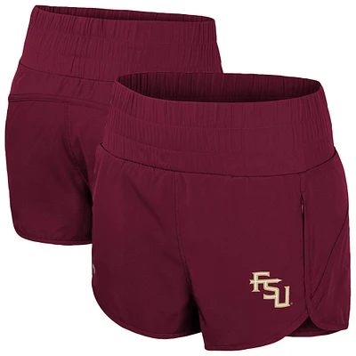 Women's Colosseum Garnet Florida State Seminoles Stop By Smocked High Waist Shorts