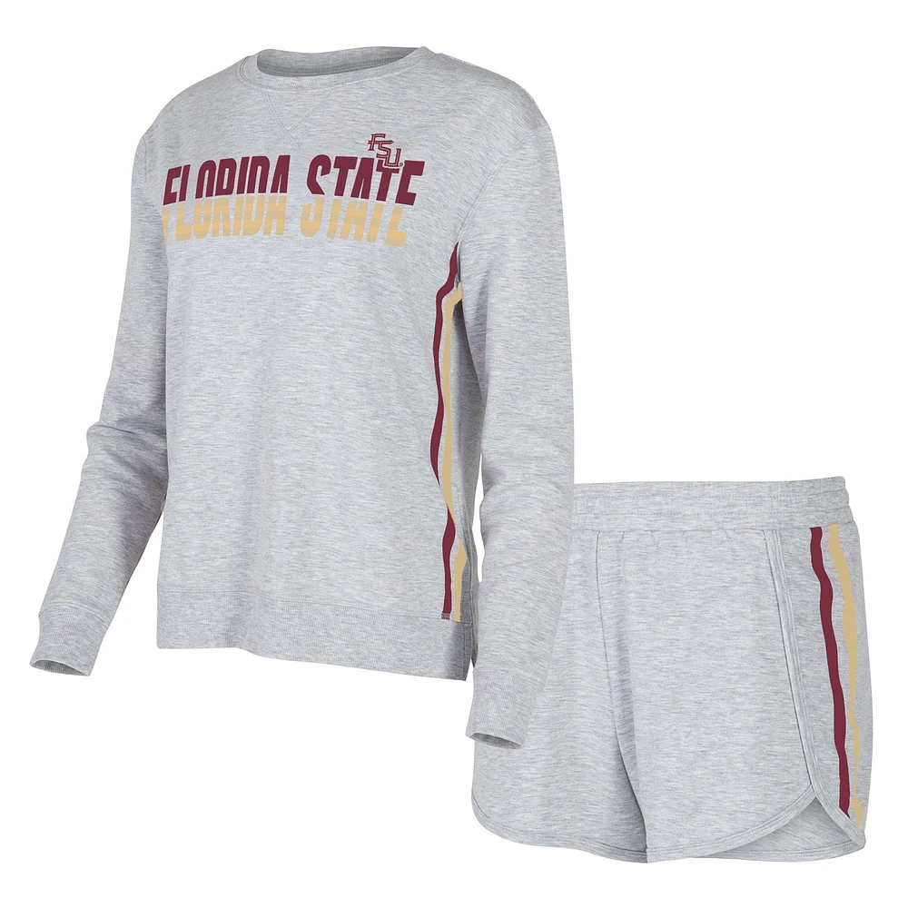 Concepts Sport Ensemble de nuit et short à manches longues en cèdre Florida State Seminoles pour femmes