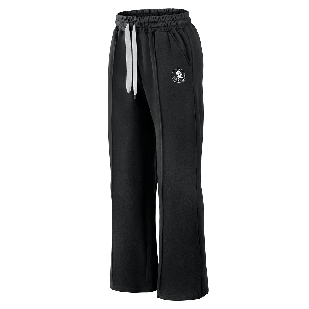 Pantalon de survêtement évasé en polaire super douce Prime Fanatics pour femme, noir, Florida State Seminoles