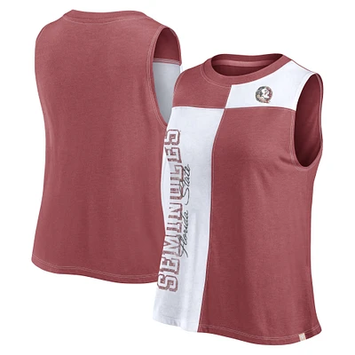 Débardeur à col montant Fanatics Garnet/Blanc Florida State Seminoles Colorblock pour femmes