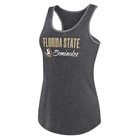 Women's Fanatics Heather Charcoal Florida State Seminoles Fuel Racerback Tank Top