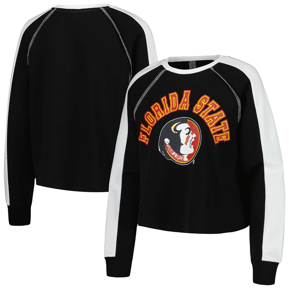 Sweat-shirt court à manches raglan Gameday Couture pour femmes, noir, Florida State Seminoles Blindside