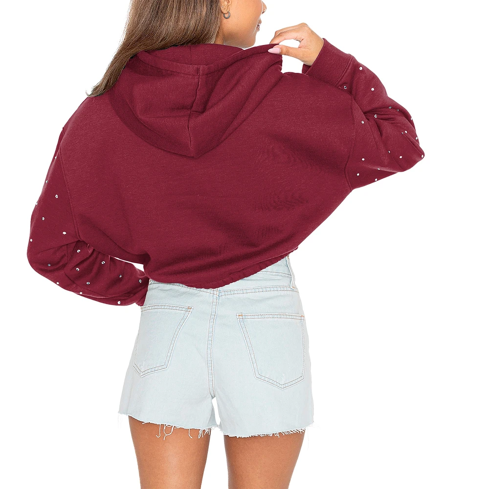 Women's Gameday Couture Garnet Florida State Seminoles Can't Lose Rhinestone Cropped Pullover Hoodie