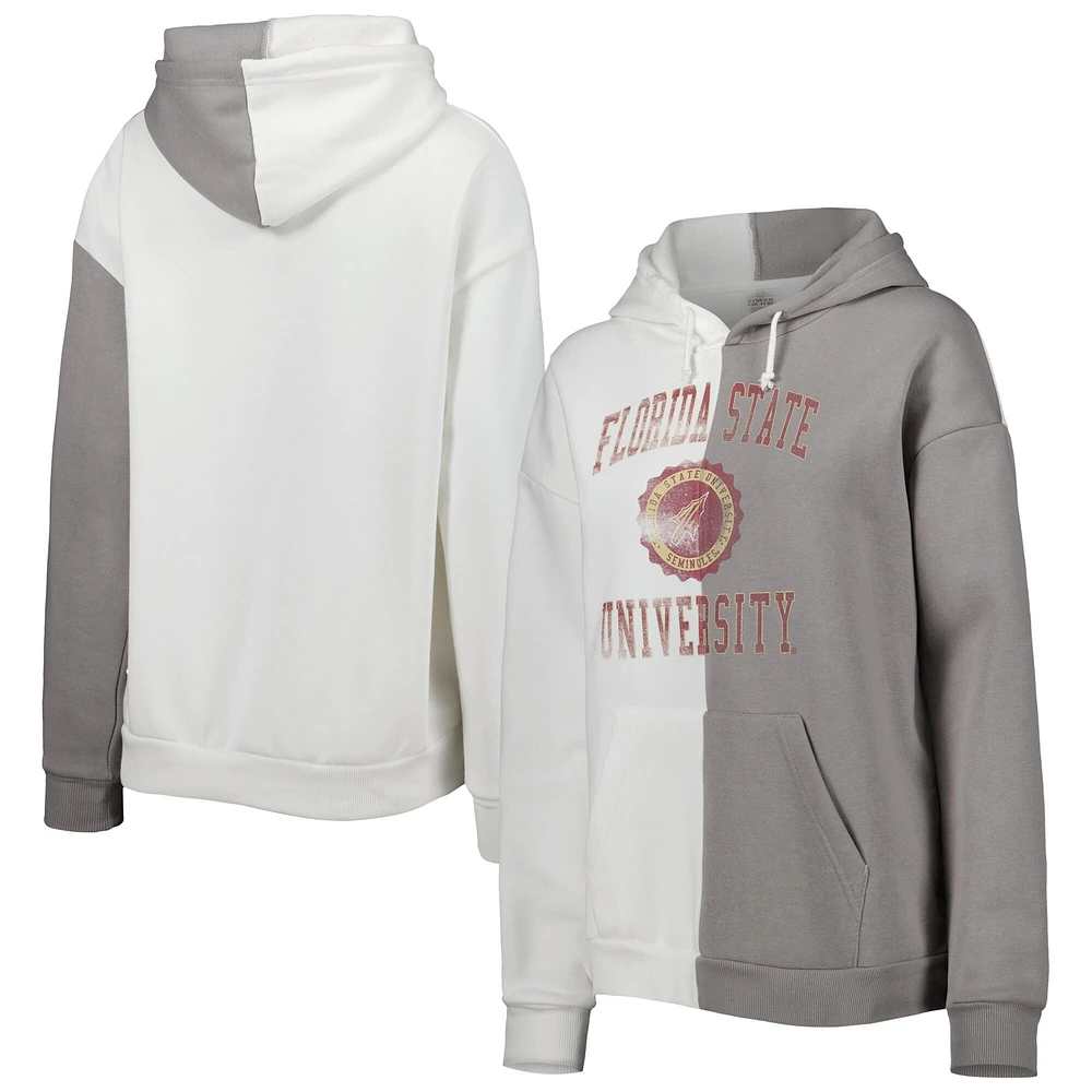 Sweat à capuche fendu pour femme Gameday Couture gris/blanc Florida State Seminoles