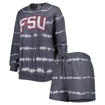 Women's Gameday Couture Gray Florida State Seminoles All About Stripes Tri-Blend Long Sleeve T-Shirt & Shorts Set
