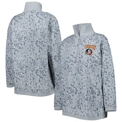 Florida State Seminoles Gameday Couture Women's Leopard Quarter-Zip Sweatshirt - Heather Gray