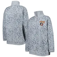 Women's Gameday Couture Heather Gray Florida State Seminoles Leopard Quarter-Zip Sweatshirt