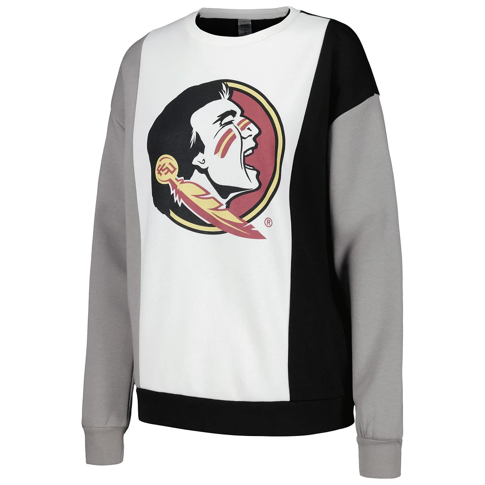 Sweat-shirt à blocs de couleurs verticaux Gameday Couture pour femmes, blanc/noir