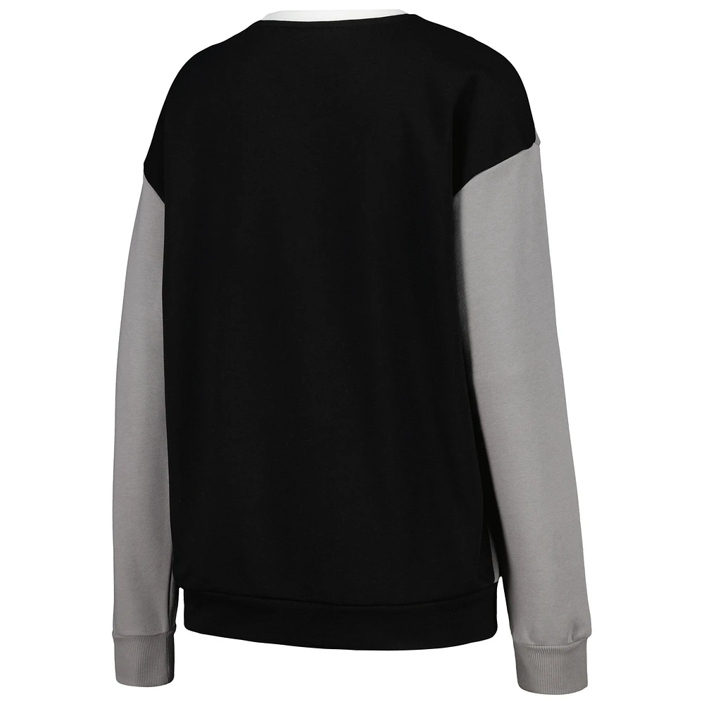 Sweat-shirt à blocs de couleurs verticaux Gameday Couture pour femmes, blanc/noir