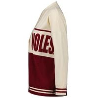 Cardigan boutonné rétro tissé Carley des Florida State Seminoles pour femmes, couleur grenat/crème, tenue de match