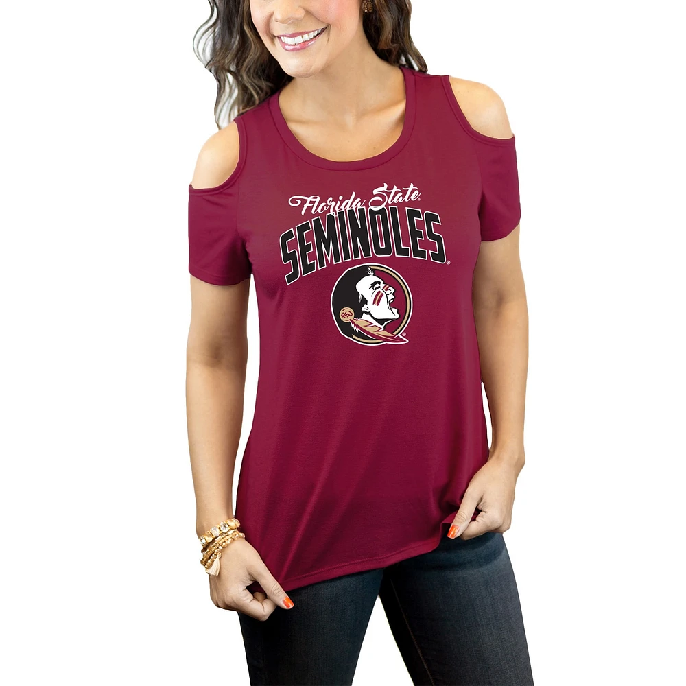 Women's Garnet Florida State Seminoles Cold Shoulder Flowy Top