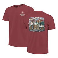 T-shirt confort pour femme avec inscription « Campus Scene Drawing » des Florida State Seminoles, couleur grenat