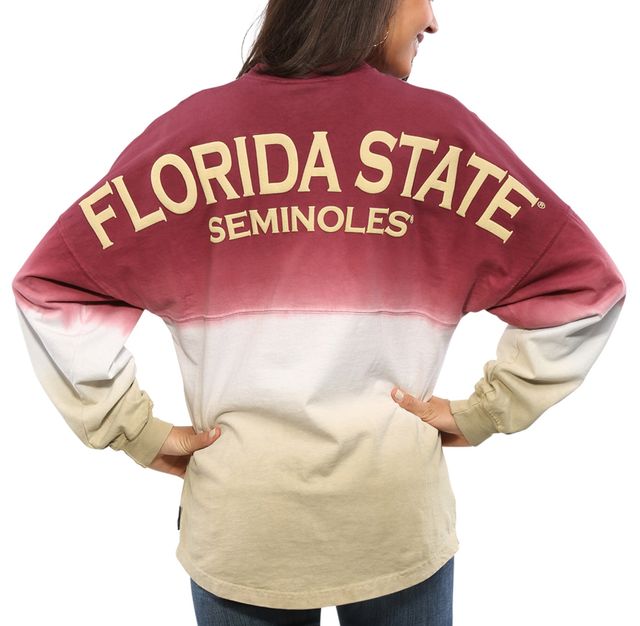 Maillot Femme grenat Florida State Seminoles Ombre Long Sleeve Dip-Dyed Spirit