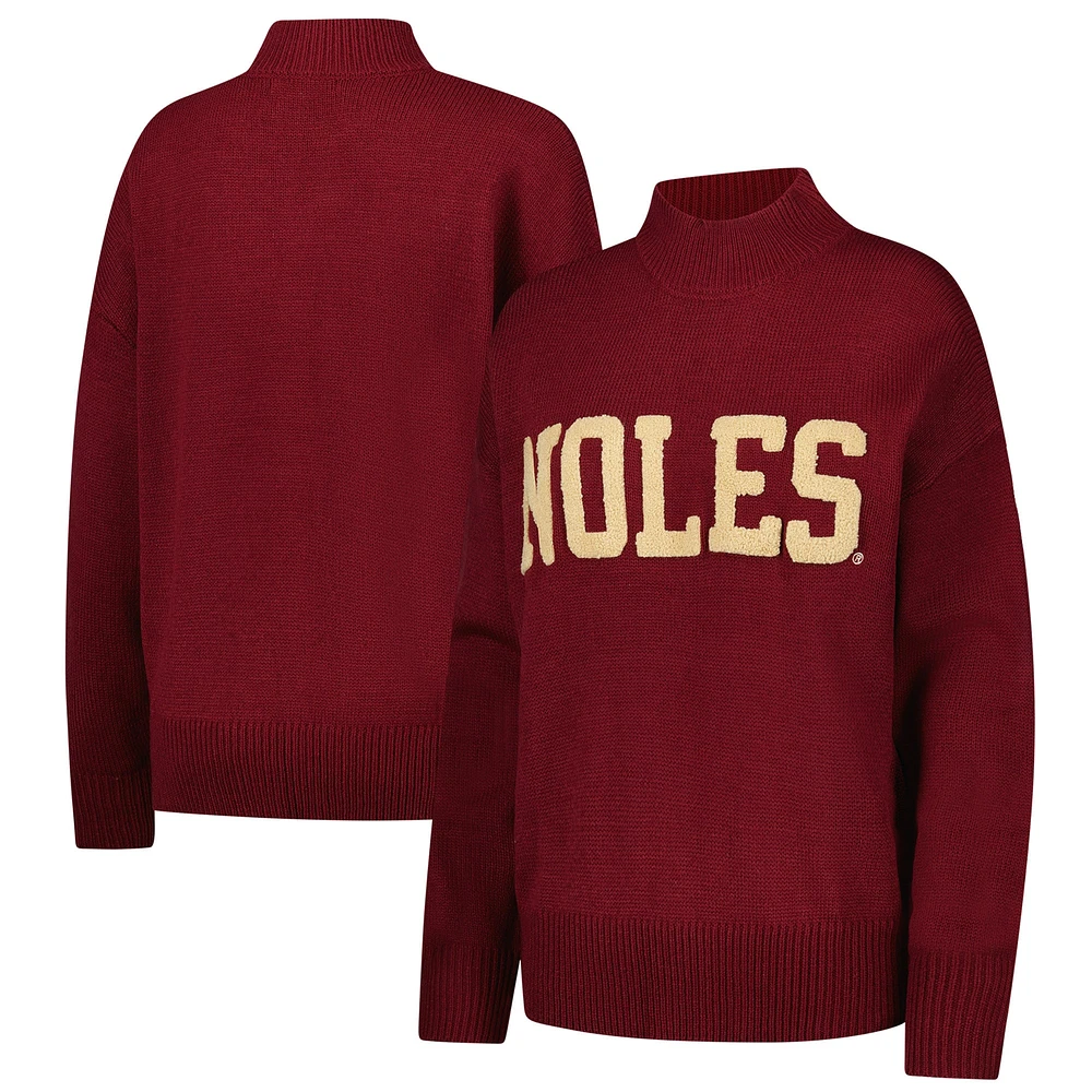 Pull Varsity surdimensionné pour femme, couleur grenat, Florida State Seminoles