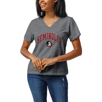 Florida State Seminoles League Collegiate Wear Women's Intramural Boyfriend V-Neck T-Shirt - Heather Gray