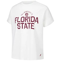 Women's League Collegiate Wear White Florida State Seminoles Slub Rolled Cuff T-Shirt