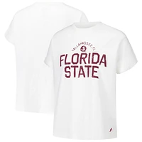 T-shirt blanc à revers roulés Florida State Seminoles pour femmes de la ligue universitaire