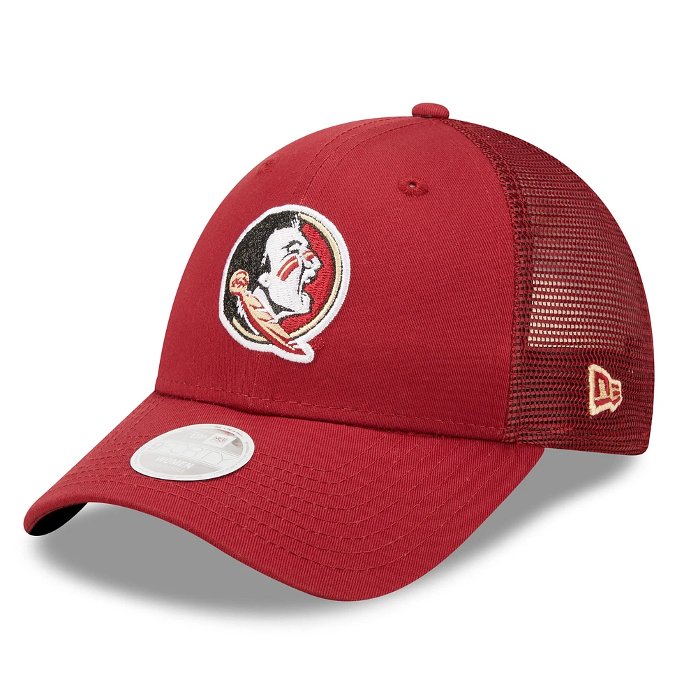 Women's New Era Garnet Florida State Seminoles 9FORTY Logo Spark Trucker Snapback Hat